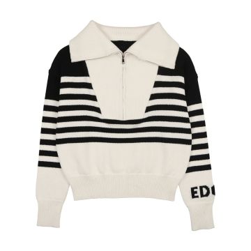 Urban Edge Striped Half Zip Black/White