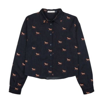 Urban Edge Denim Horse Print Shirt