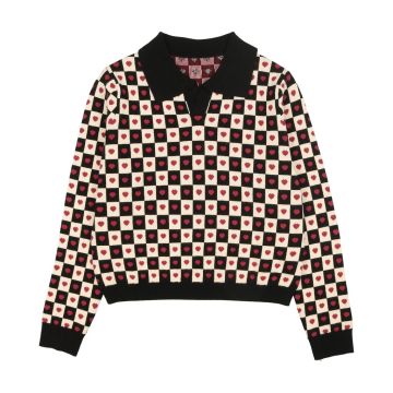 Urban Edge Checkered Heart Polo Black/White