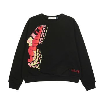 Urban Edge Butterfly Embroidered Sweatshirt Black