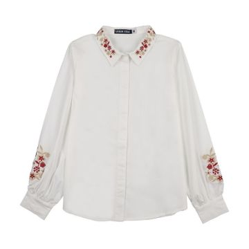 Urban edge Floral Shirt White Embroidery 