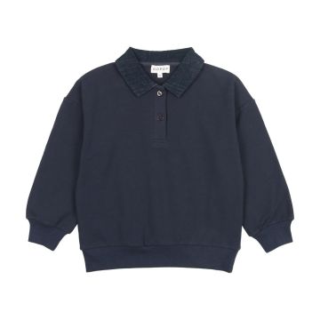 Bopop Denim Bow Collared Sweatshirt