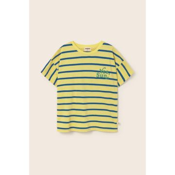 Cozmo Striped Cotton Print T-shirt Yellow