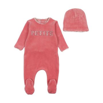 Bee & Dee Velour Petite Footie with Beanie