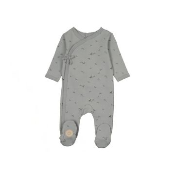 Mon Tresor Vintage Bird Wrap Footie Saphire Blue