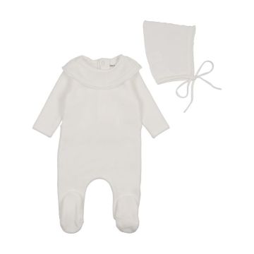 Bee & Dee Vintage Soft Velour Footie with Pointy Bonnet 