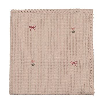Peluche Waffle EMB Blanket - Rose - Tulips and Bows