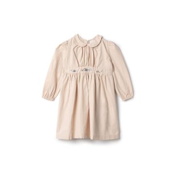 Clo Girls Dress With Floral Embroidery At Front Waist