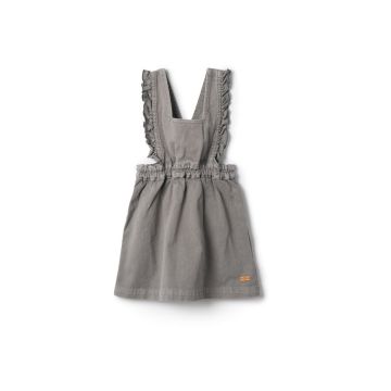Charlotte & George Girls Denim jumper With Ruffle Trim