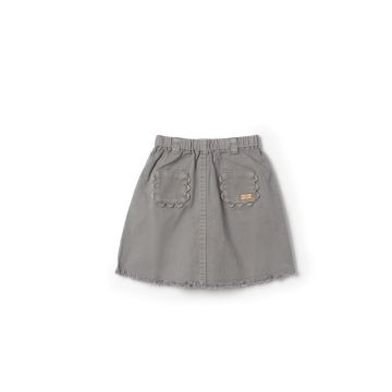 Charlotte & George Girls Woven Denim Skirt With Scallop Trim At Pocket