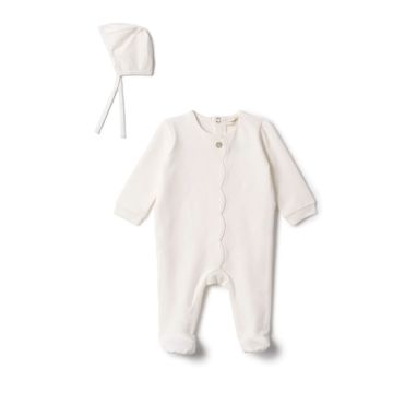 Fragile Baby Romper Set With Scallop Detail