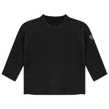 Charlotte & George Girls Mock Neck Knitted Rib Top Black