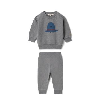 Fragle 2PC Set With Hat Print M Grey Mix/Rosette