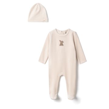 Bebe Bella Baby Cotton Velour Stretchy With Bunnies Applique