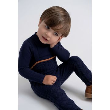 Mr. Mr Baby Boys Color Cable Knit Overall With Mock Neck Shell