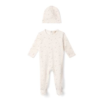 Lux Baby Leaves And Cherries Print Onesie With Hat