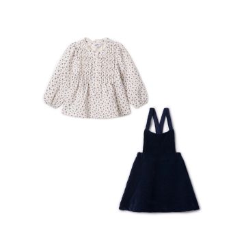 Jolie Capri Wooven Floral Blouse With Velvet Jumper