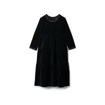 Seal Girls Velour Robe With Floral Print Detail