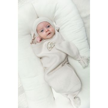 Bebe Bella Baby Knitted Bonnet ,Cacoon And Lovey Set Cream