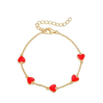 My little Jewel Sterling Silver Gold Plate Hanging Heart Charm Bracelet on heart chain