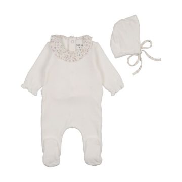 Bee & Dee Boutique Whimsical Bloom Collar Footie, Pointy Bonnet
