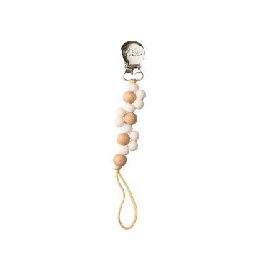 Picky Baby Silicone and Wood Braided Pacie Clip Creamy White