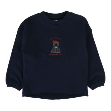 Analogie Plaid Detail Girls Sweatshirt Navy