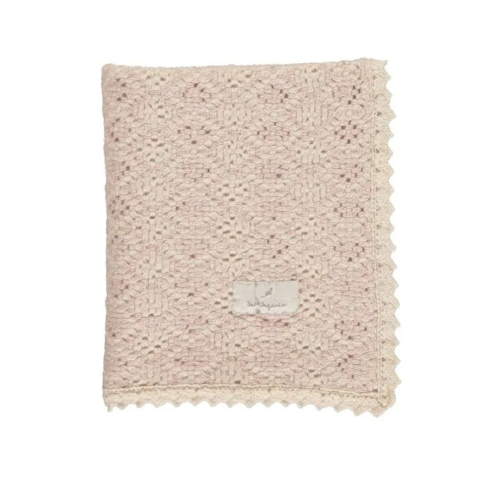Bebe Organic Crochet Blanket - Rose Bebe Organic Crochet Blanket - Rose