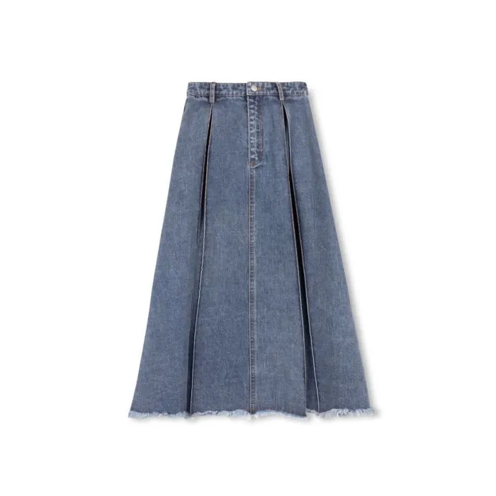 【BAON】Rancho pleated denim banding midi skirt bkk19971_mid blue_xl?$