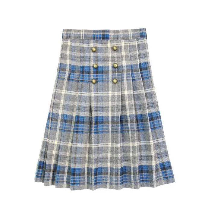 Coco Blanc Pleated Plaid Skirt