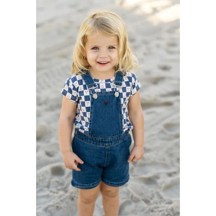 Lil Legs Cherry Flower Overalls - Blue Lil Legs Cherry Flower Overalls - Blue