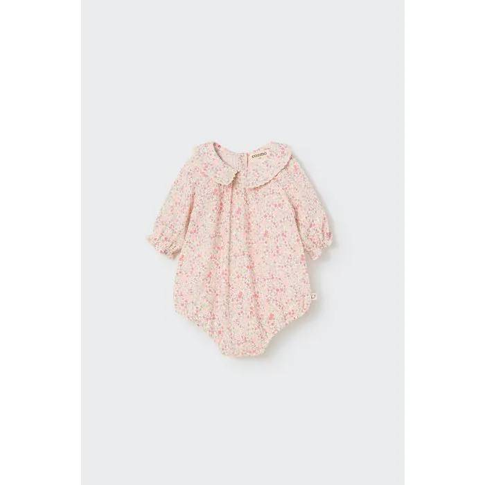 My Little Cozmo Organic floral baby romper Neon Pink