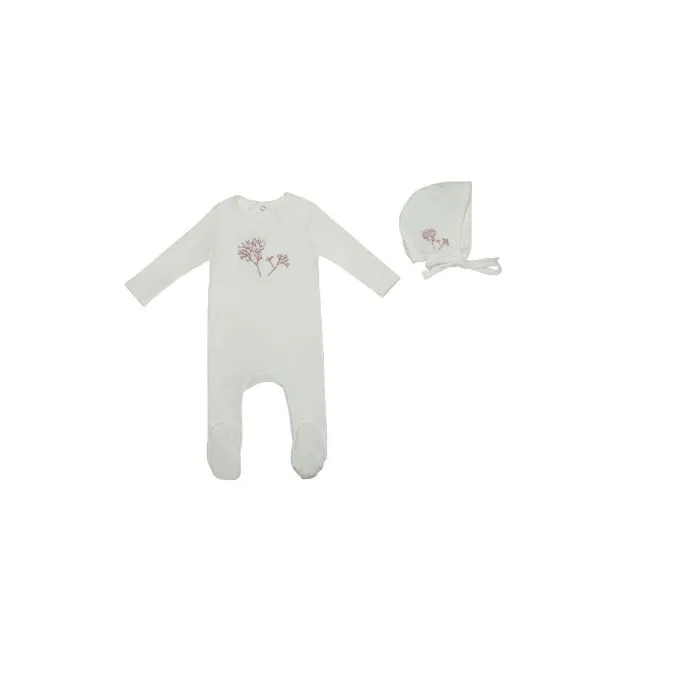 Mini Label Girls Butterfly Footie & Hat - White Mini Label Girls Butterfly Footie & Hat - White