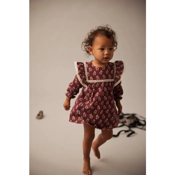 My Little Cozmo Bloom textured baby dress Burgundy - Main Image