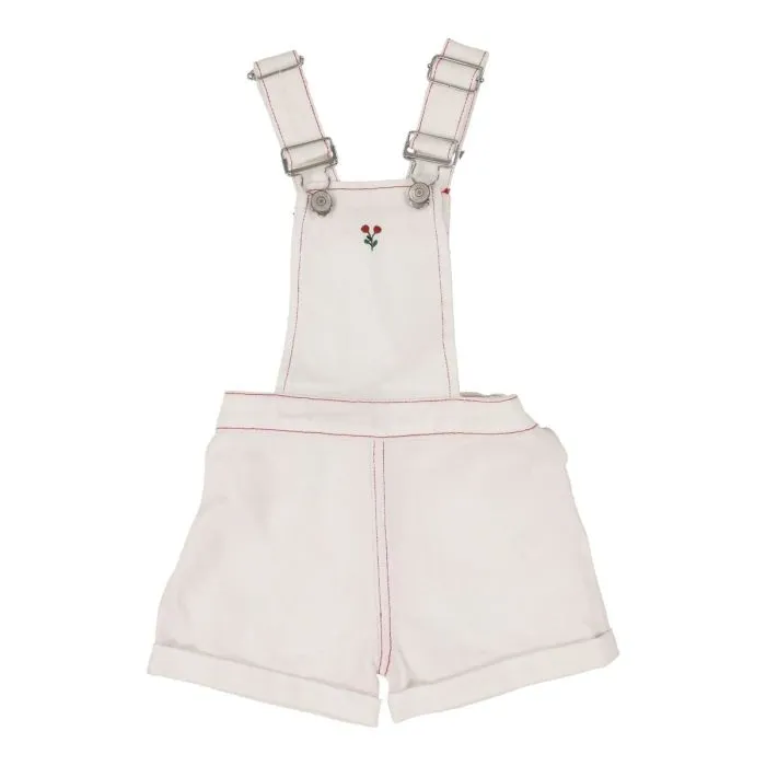 Lil Legs Cherry Flower Overalls - White Lil Legs Cherry Flower Overalls - White