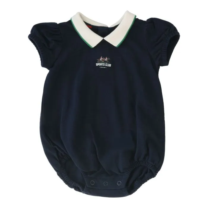 Lil Legs Puff Sleeve Polo Romper - Navy Lil Legs Puff Sleeve Polo Romper - Navy