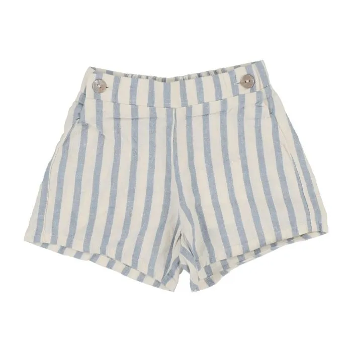 Lil Legs Linen Stripe Pull On Shorts - Blue Lil Legs Linen Stripe Pull On Shorts - Blue