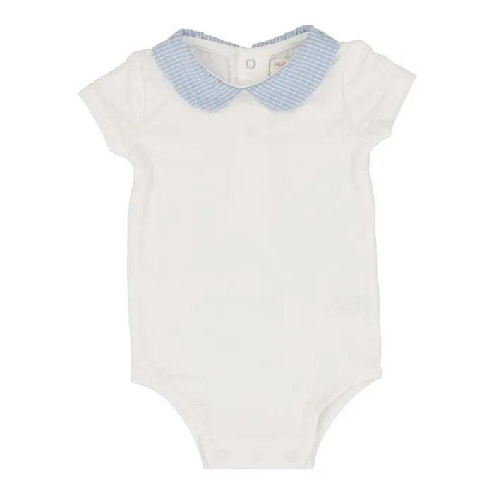 Lil Legs Pinpoint Wrapover Footie - Sea Blue Lil Legs Pinpoint Wrapover Footie - Sea Blue