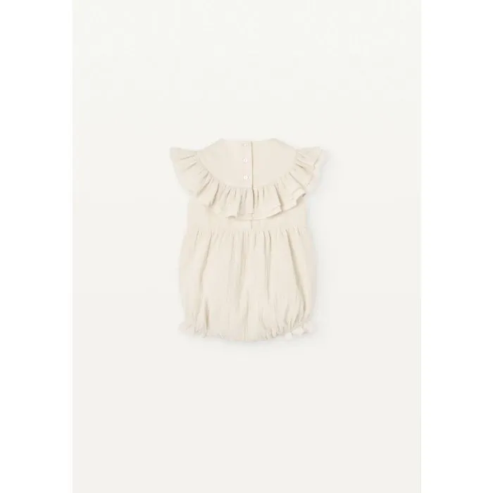 Popelin Taupe Romper Suit With Bib And Straps – BABY ELAINE