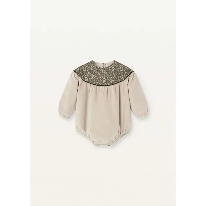 その他 Popelin Taupe crossover romper suit Popelin Taupe Corduroy Romper – Ladida