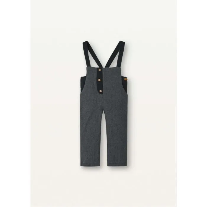 Popelin Grey Micro-herringbone Contrasting Dungarees