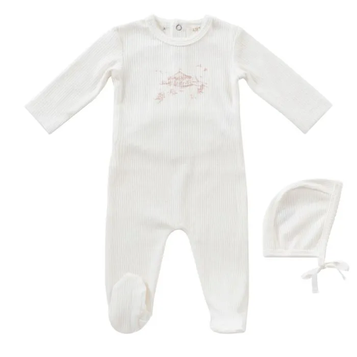 Kipp Bib Romper and Bonnet - Pink Kipp Bib Romper and Bonnet - Pink