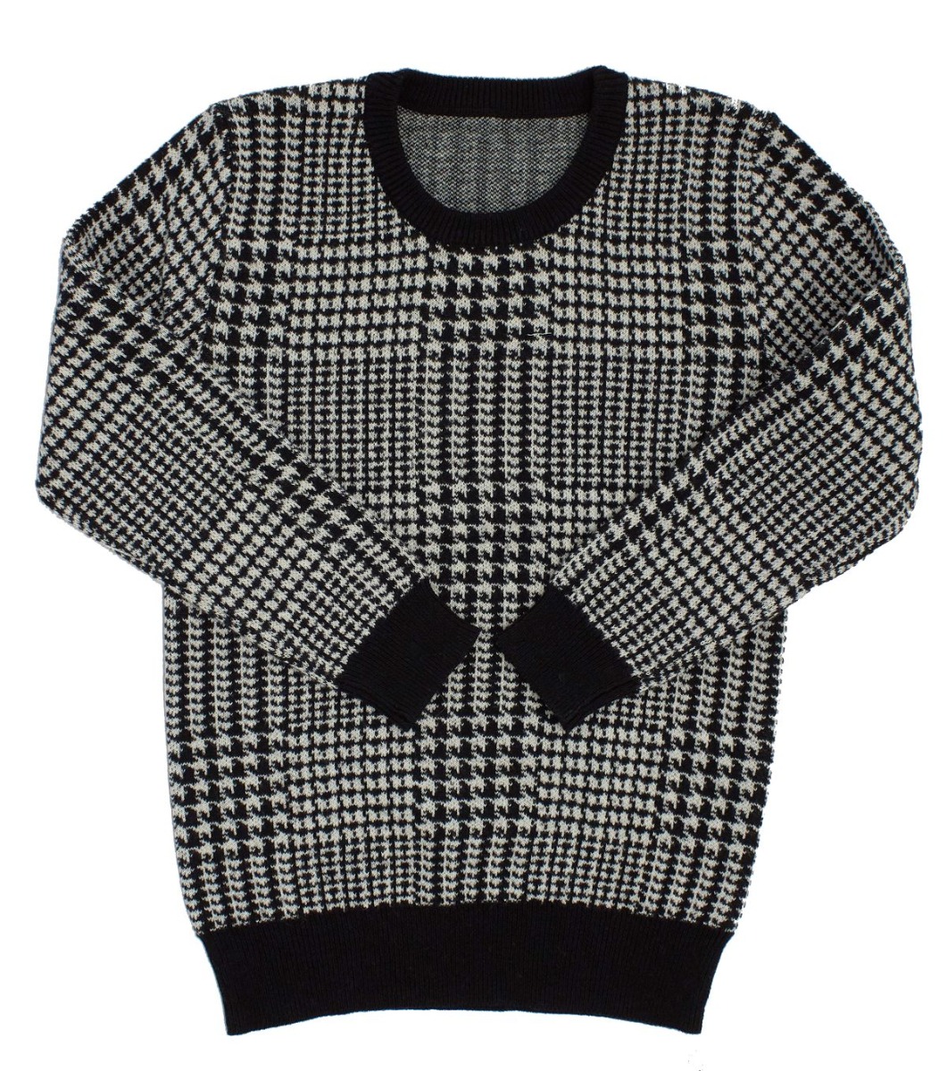 black and white checkered sweater