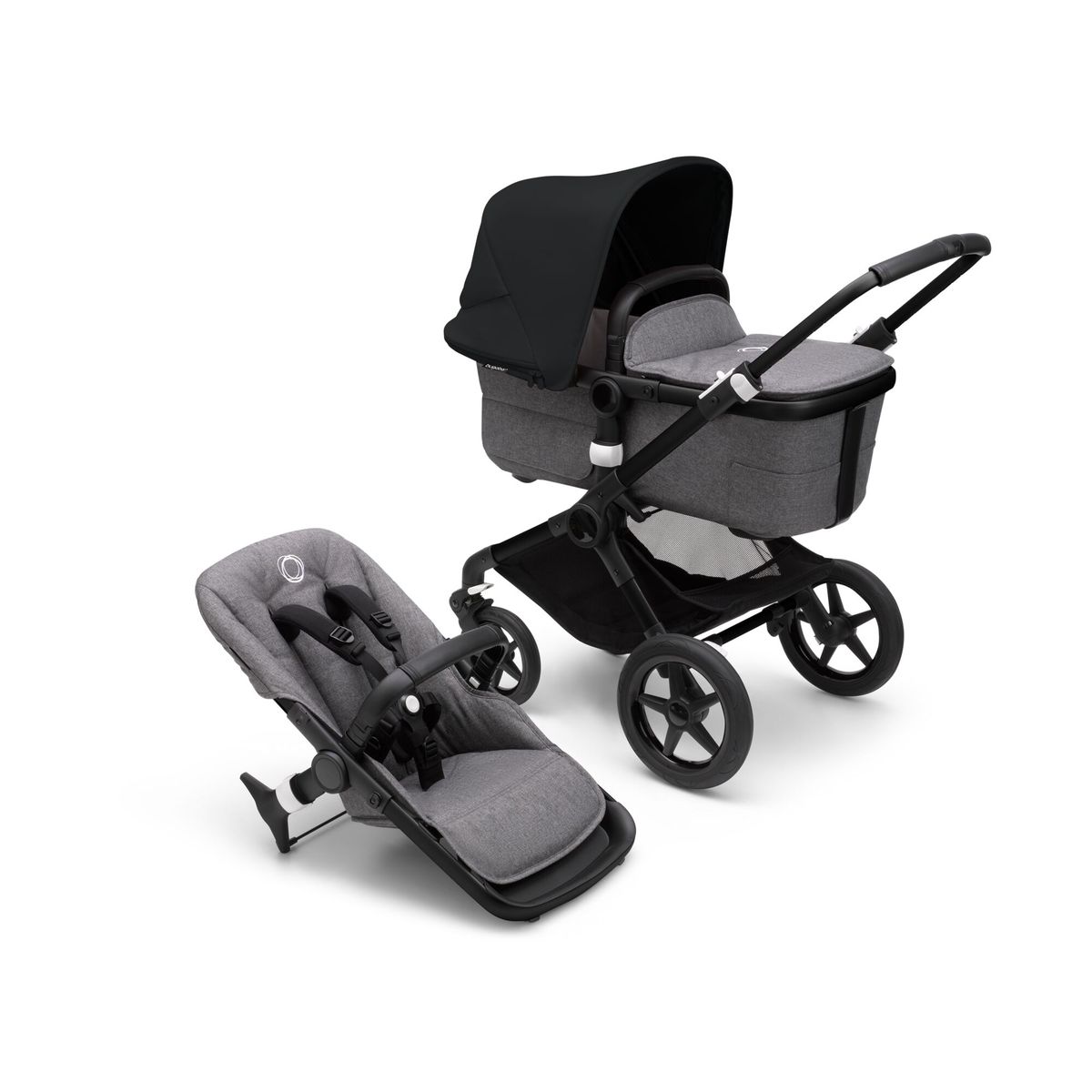 Bugaboo Fox 3 Black Base /Grey Melange Fabric (Special Order (allow extra time for delivery))