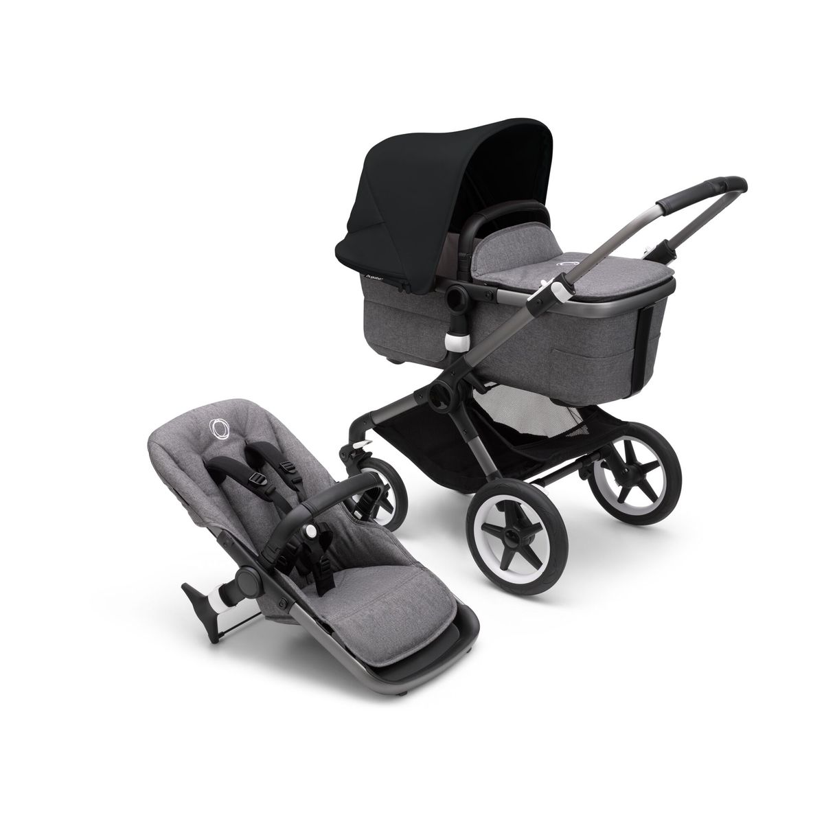 Bugaboo Fox 3 Graphite Base /Grey Melange Fabric (Special Order (allow extra time for delivery))