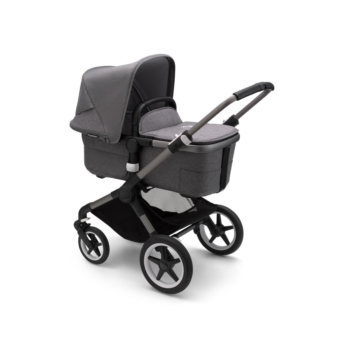 Fox3 Complete Stroller Graphite Base/Grey Melange Fabric & Sun Canopy (In Stock Ships Fast!)