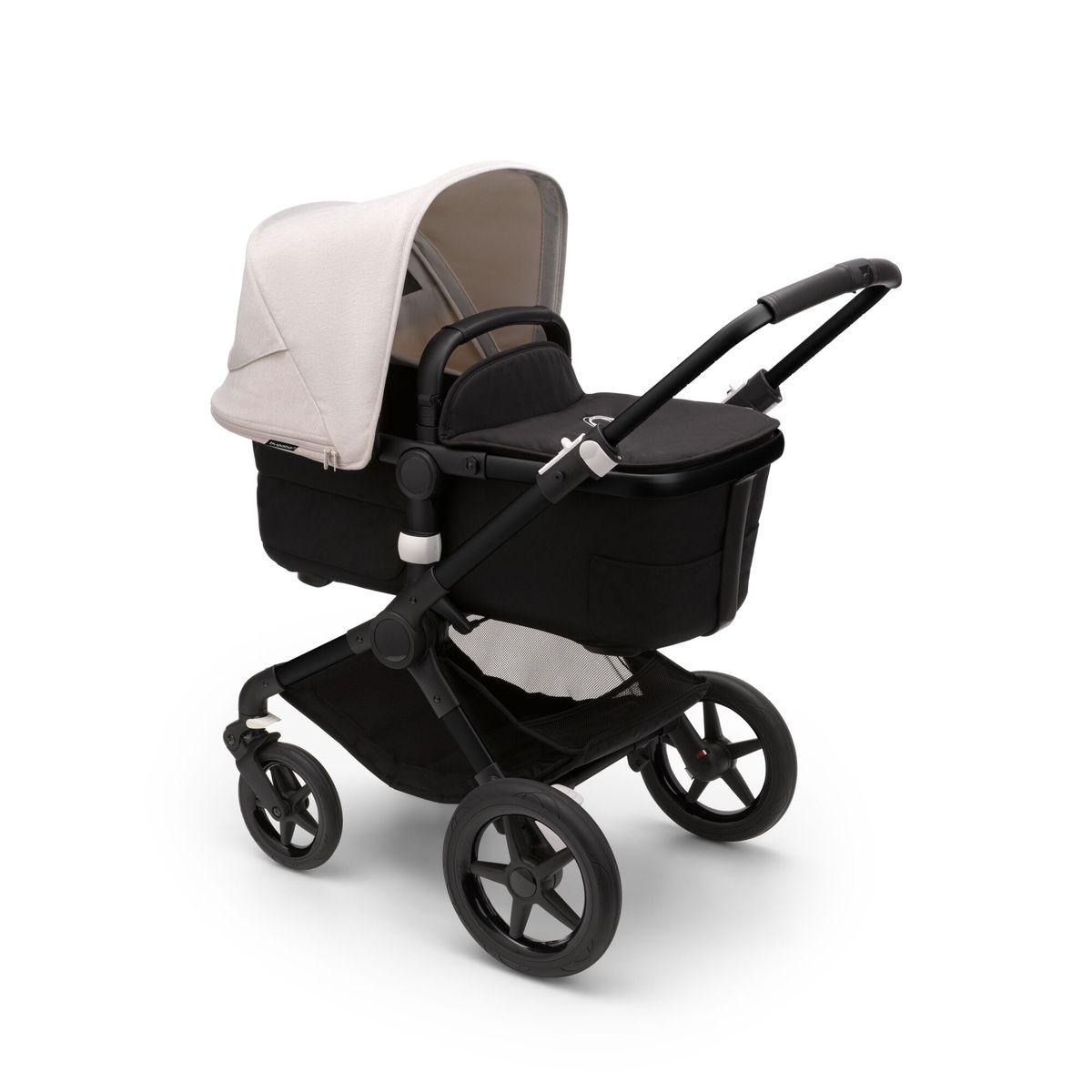 Fox3 Complete Stroller Black Base/Black Fabric &amp; Misty White Sun Canopy (Special Order (allow extra time for delivery))