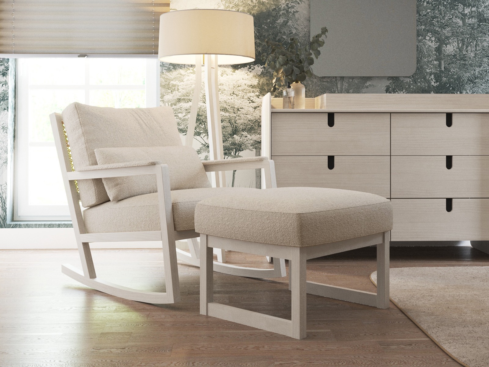 Moonlit Organic Collection Rocker + Ottoman (Special Order Delivered Localy with Free Delivery & Setup)